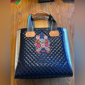 Blue and Tan Embroidered Consuela Totebag